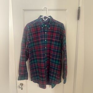 Ralph Lauren Red, Navy and Green 100% Cotton Plaid Casual Shirt